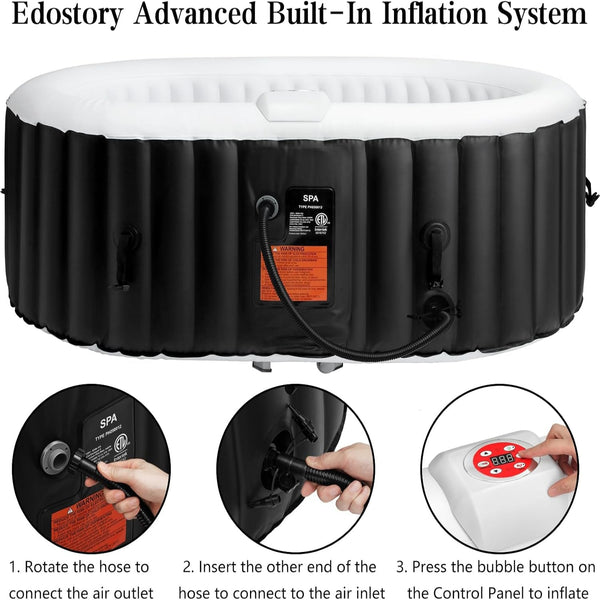Inflatable Hot Tub Designed for Relaxation, 90 Bubble Jets, 104°F Heating, Digital Controls, 2-3 Person