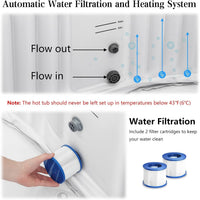 Inflatable Hot Tub Designed for Relaxation, 90 Bubble Jets, 104°F Heating, Digital Controls, 2-3 Person