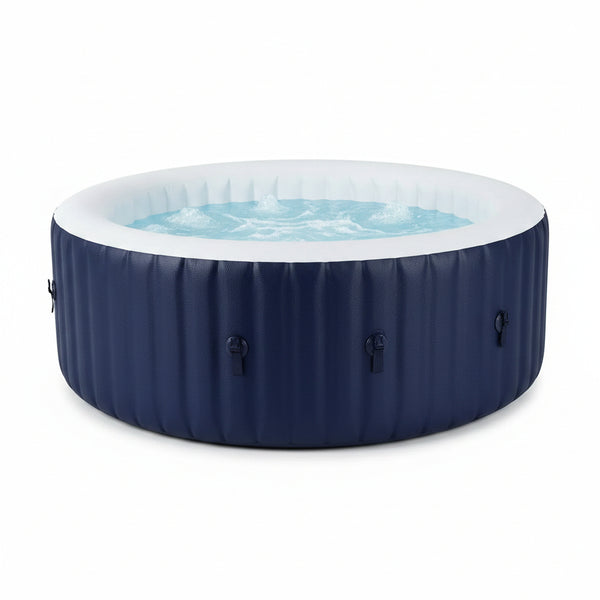 211 Gallon Inflatable Hot Tub 4 Person round with LED Lights, Portable Outdoor Airjet Hot Tub Spa with 110 Bubble Jets, Filter, Insulated Tub Cover and Floor Protector, Temperature up to 104°F